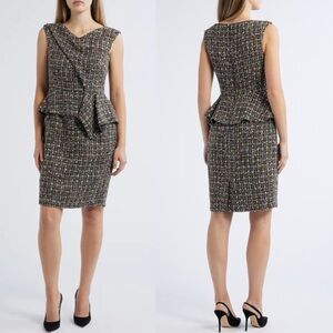 Eliza J Tweed Glitter Peplum Dress